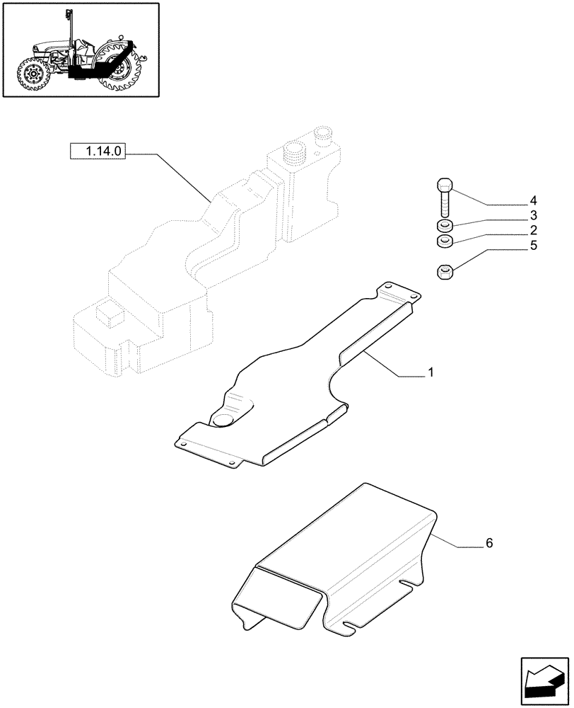 Схема запчастей Case IH JX1060C - (1.14.0/01[01]) - (VAR.131-196) FUEL TANK SHIELD PROTECTION - C5540 (02) - ENGINE EQUIPMENT