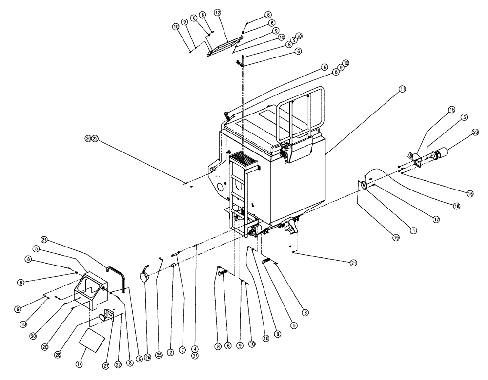 Схема запчастей Case IH 438 - (02-009) - PARTS GROUP, DOUBLE BIN, LH, 50 CU FT Bin Group