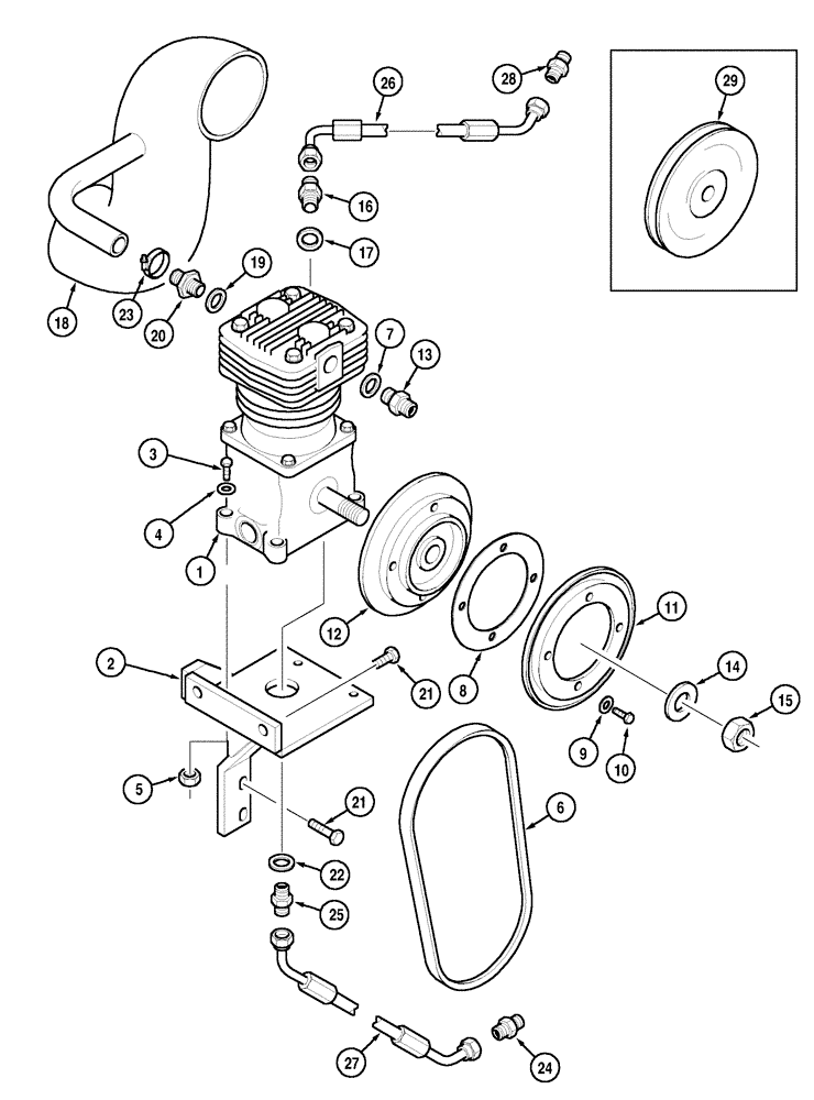 Схема запчастей Case IH CX90 - (07-07) - PNEUMATIC TRAILER BRAKE COMPRESSOR AND MOUNTING (07) - BRAKES