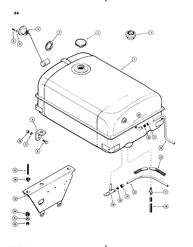 Схема запчастей Case IH 570 - (088) - FUEL TANK, 570 (188) DIESEL ENGINE (03) - FUEL SYSTEM