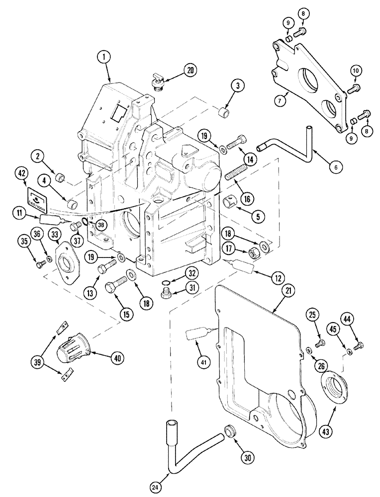 Схема запчастей Case IH MX80C - (06-24) - P.T.O. HOUSING AND OIL BAFFLE, EUROPE ONLY (06) - POWER TRAIN