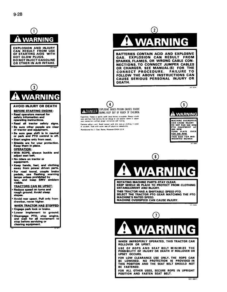 Схема запчастей Case IH 265 - (9-28) - DECALS, SAFETY (09) - CHASSIS/ATTACHMENTS