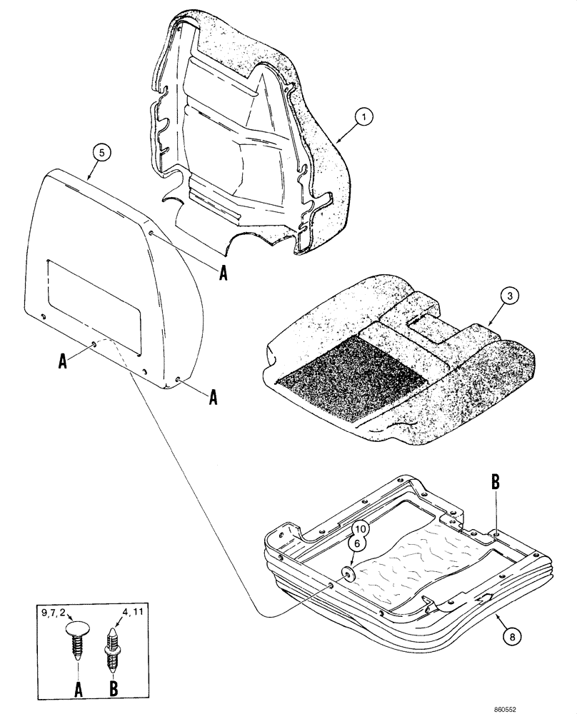 Схема запчастей Case IH 1840 - (09-22) - DELUXE OPERATORS SEAT, CUSHIONS AND SHELL (NORTH AMERICA) (09) - CHASSIS/ATTACHMENTS