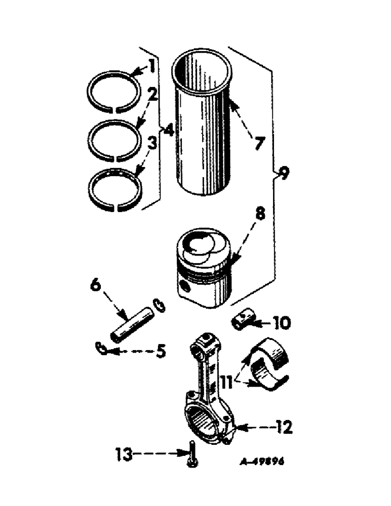 Схема запчастей Case IH 504 - (030) - DIESEL ENGINE, CONNECTING RODS AND PISTONS (01) - ENGINE