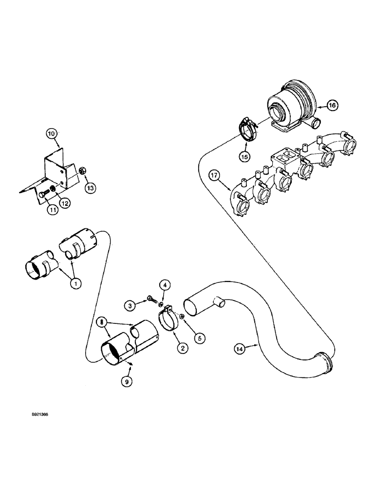 Схема запчастей Case IH 2055 - (2-16) - EXHAUST SYSTEM (01) - ENGINE