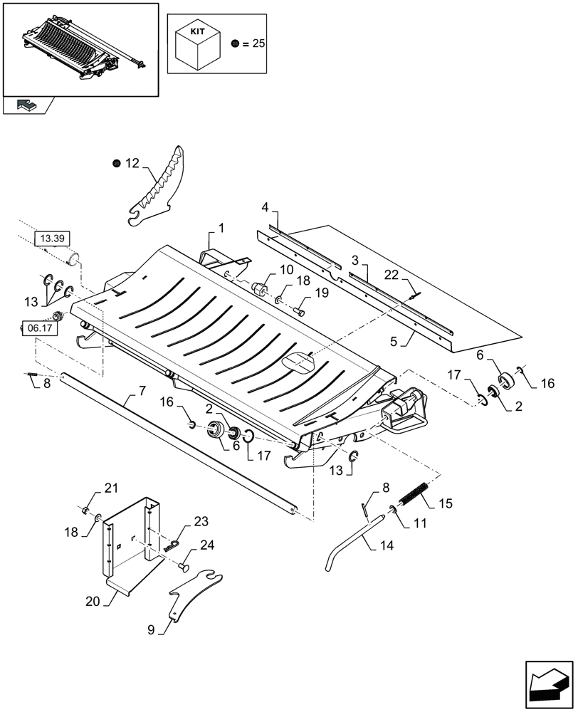 Схема запчастей Case IH LB433R - (13.38[01]) - KNIFE DRAWER MEDIUM CUT, KNIVES (13) - FEEDER