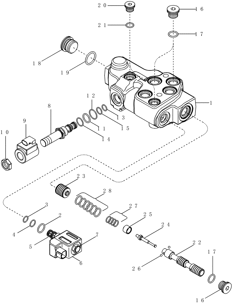 Схема запчастей Case IH MX285 - (08-18) - PTO AND DIFFERENTIAL LOCK VALVE ASSEMBLY (08) - HYDRAULICS