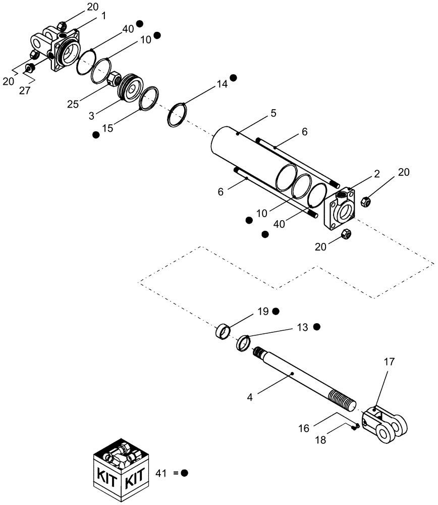 Схема запчастей Case IH 1250 - (35.116.12) - HYDRAULICS - CYLINDER 87403328, 5" X 16", DRAWBAR HITCH (35) - HYDRAULIC SYSTEMS