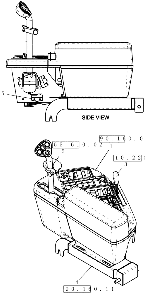 Схема запчастей Case IH 3330 - (90.160.08) - RH CONSOLE GROUP PACKAGE - END YEAR 01/2009 (90) - PLATFORM, CAB, BODYWORK AND DECALS