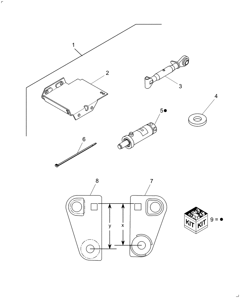 Схема запчастей Case IH 2162 - (09-71) - KIT, TOP LINK, CAB INTERFERENCE PREVENTION, SEE FIGURE NOTE 