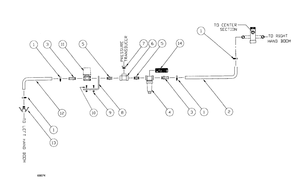 Схема запчастей Case IH SPX3150 - (203) - LIQUID PLUMBING, 60 3-BOOM SHUTOFF DICKEY-JOHN® LH BOOM (78) - SPRAYING