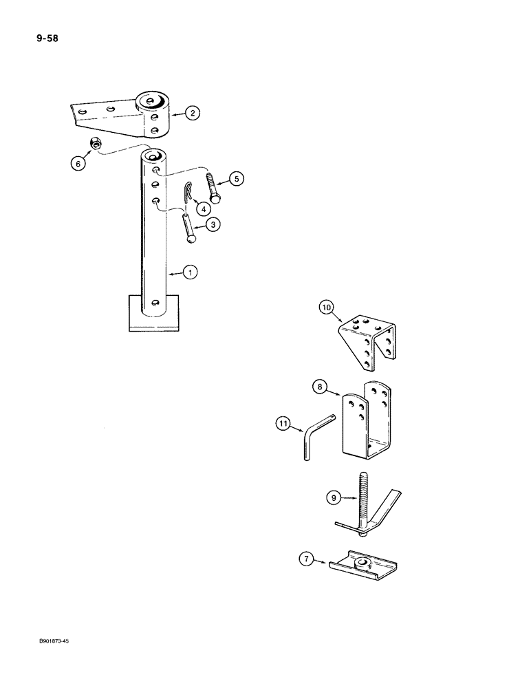 Схема запчастей Case IH 1100 - (9-58) - JACK STAND UNIT, 1100 MOWER (09) - CHASSIS/ATTACHMENTS