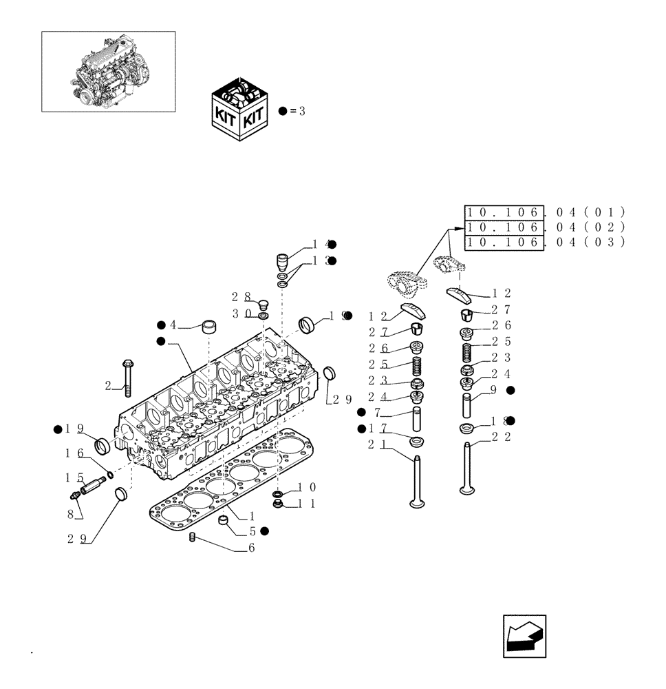 Схема запчастей Case IH 7120 - (10.101.02[01]) - CYLINDER HEAD & RELATED PARTS - 7120/7120(LA) (10) - ENGINE