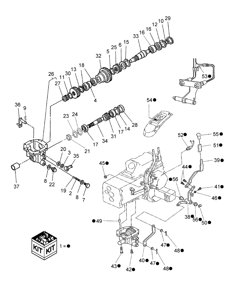 Схема запчастей Case IH DX21 - (03.11) - MID PTO KIT - W/9 X 3 (03) - TRANSMISSION