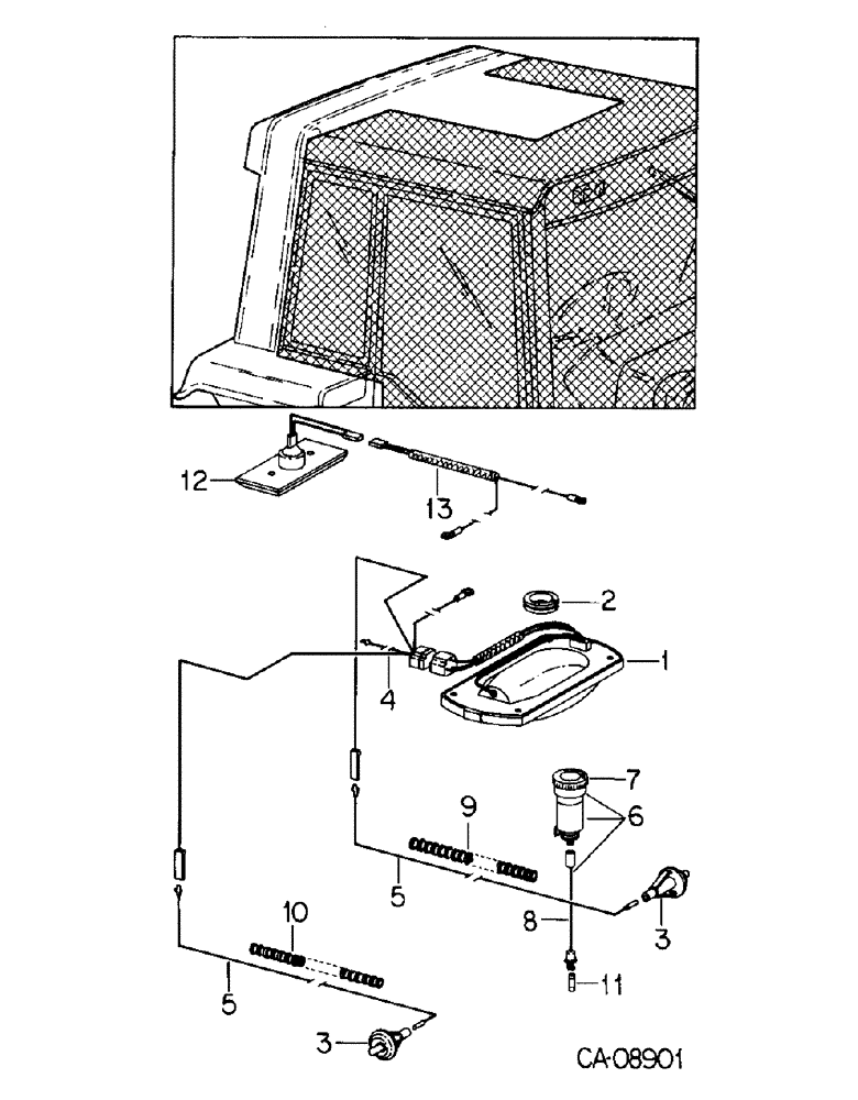 Схема запчастей Case IH 7488 - (08-19) - ELECTRICAL, CIGAR LIGHTER, DOME LIGHT, CONSOLE LIGHT AND CONNECTIONS, RADIO AND SPEAKER HARNESS (06) - ELECTRICAL