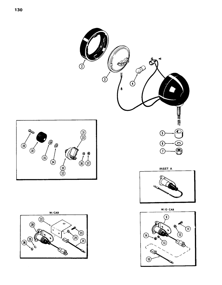 Схема запчастей Case IH 870 - (130) - LIGHTING EQUIPMENT, TAIL AND WARNING LAMP (04) - ELECTRICAL SYSTEMS