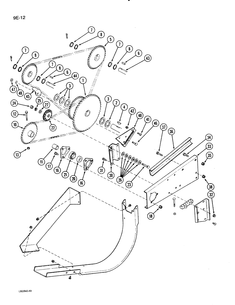 Схема запчастей Case IH 1620 - (9E-12) - GRAIN TANK UNLOADER CHAIN DRIVE (17) - GRAIN TANK & UNLOADER