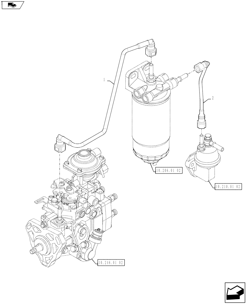 Схема запчастей Case IH FARMALL 75A - (10.210.02[02]) - FUEL PUMP - FUEL LINES (10) - ENGINE