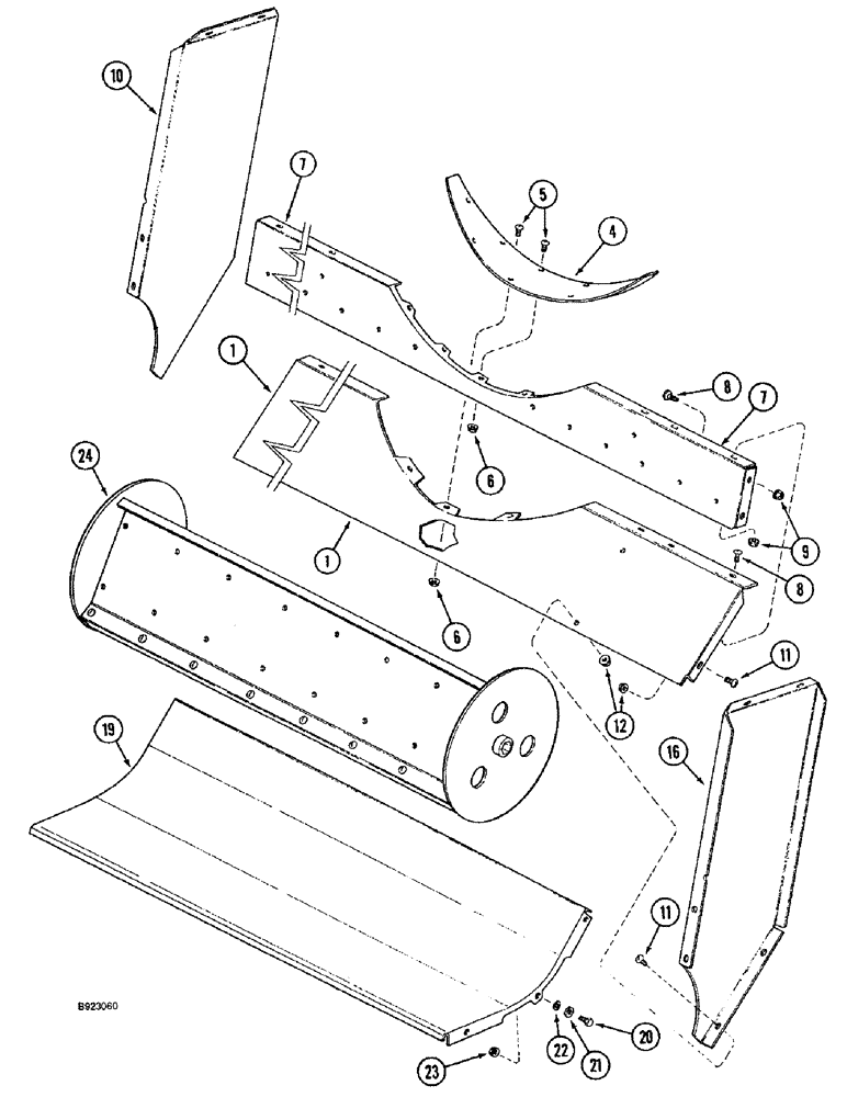 Схема запчастей Case IH 1644 - (9C-04) - DISCHARGE BEATER BOTTOM (15) - BEATER & CLEANING FANS