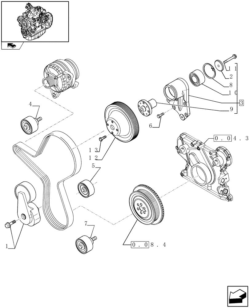 Схема запчастей Case IH F4GE9484A J600 - (0.34.5) - FAN DRIVE (2854590-2855347-2856375) 