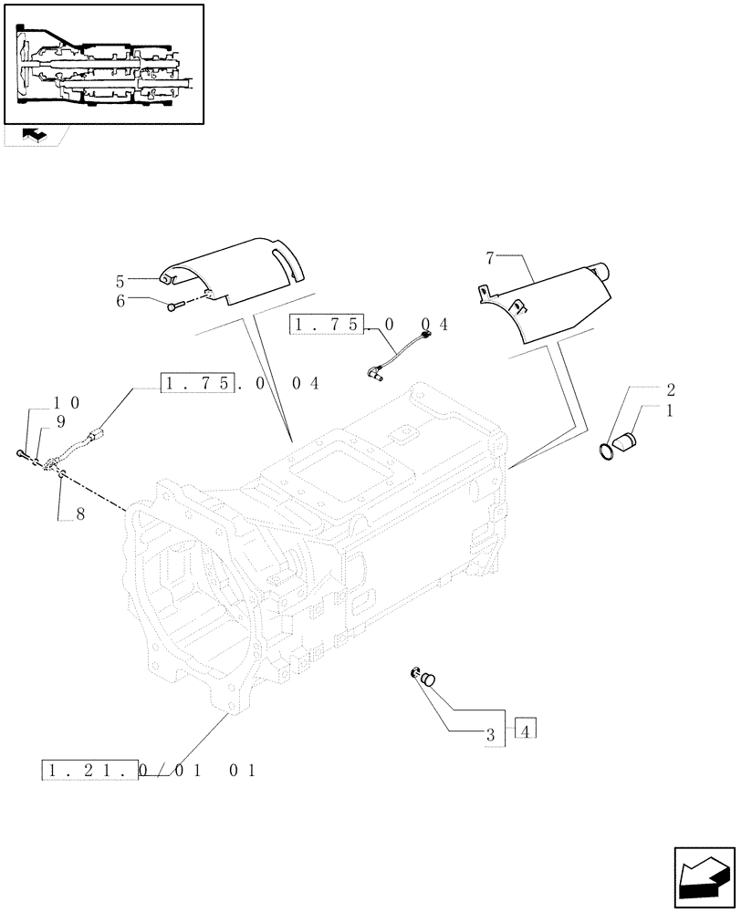 Схема запчастей Case IH PUMA 155 - (1.21.0/01[02]) - FULL POWER-SHIFT TRANS. 18X6 AND 19X6 - REAR AXLE HOUSING AND INNER PIPES (VAR.330285) (03) - TRANSMISSION