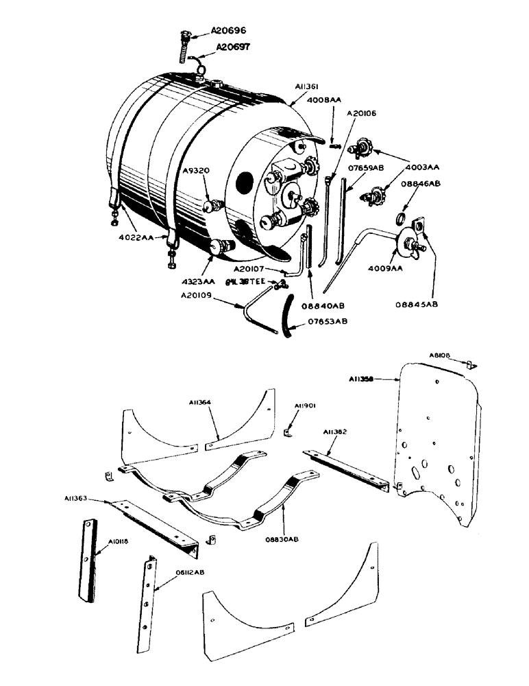 Схема запчастей Case IH 900 - (052) - L.P. GAS ENGINE, FUEL TANK AND SUPPORTS (03) - FUEL SYSTEM