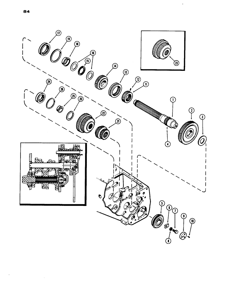 Схема запчастей Case IH 1030 - (084) - TRANSMISSION SLIDING GEAR SHAFT (06) - POWER TRAIN