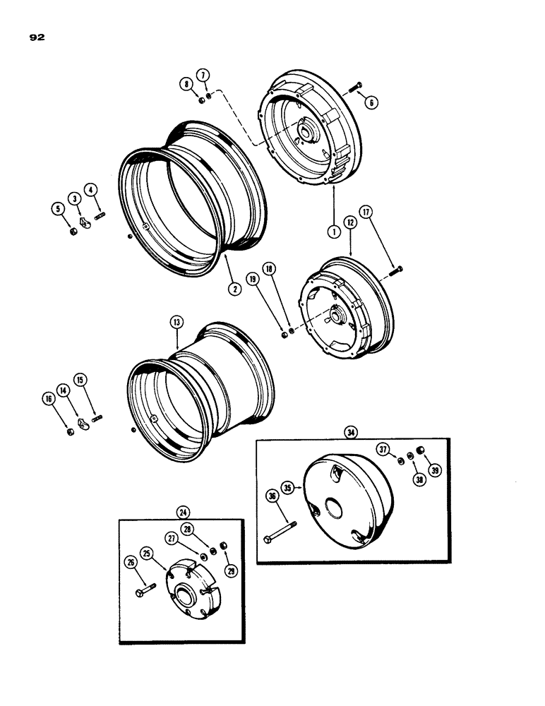 Схема запчастей Case IH 930-SERIES - (092) - STANDARD REAR WHEELS (06) - POWER TRAIN