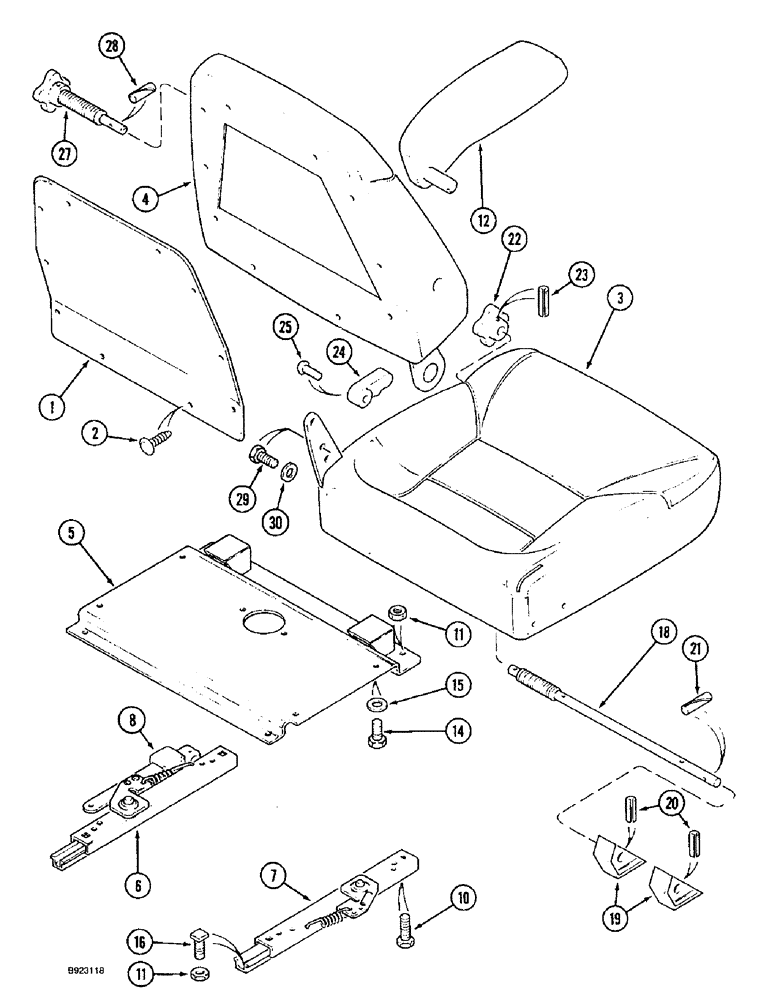 Схема запчастей Case IH 1644 - (9G-26) - MECHANICAL SUSPENSION SEAT, CUSHIONS AND SLIDES (10) - CAB & AIR CONDITIONING