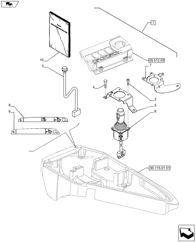 Схема запчастей Case IH PUMA 200 - (88.055.22) - DIA KIT - ELECTRONIC JOYSTICK WITH 3 BUTTONS FOR AUXILIARY SELECTION (88) - ACCESSORIES