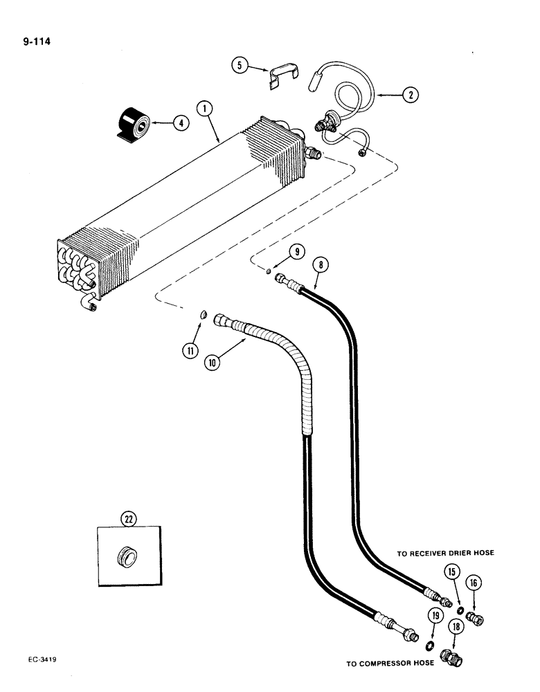 Схема запчастей Case IH 1896 - (9-114) - AIR CONDITIONING COOLING SYSTEM (09) - CHASSIS/ATTACHMENTS