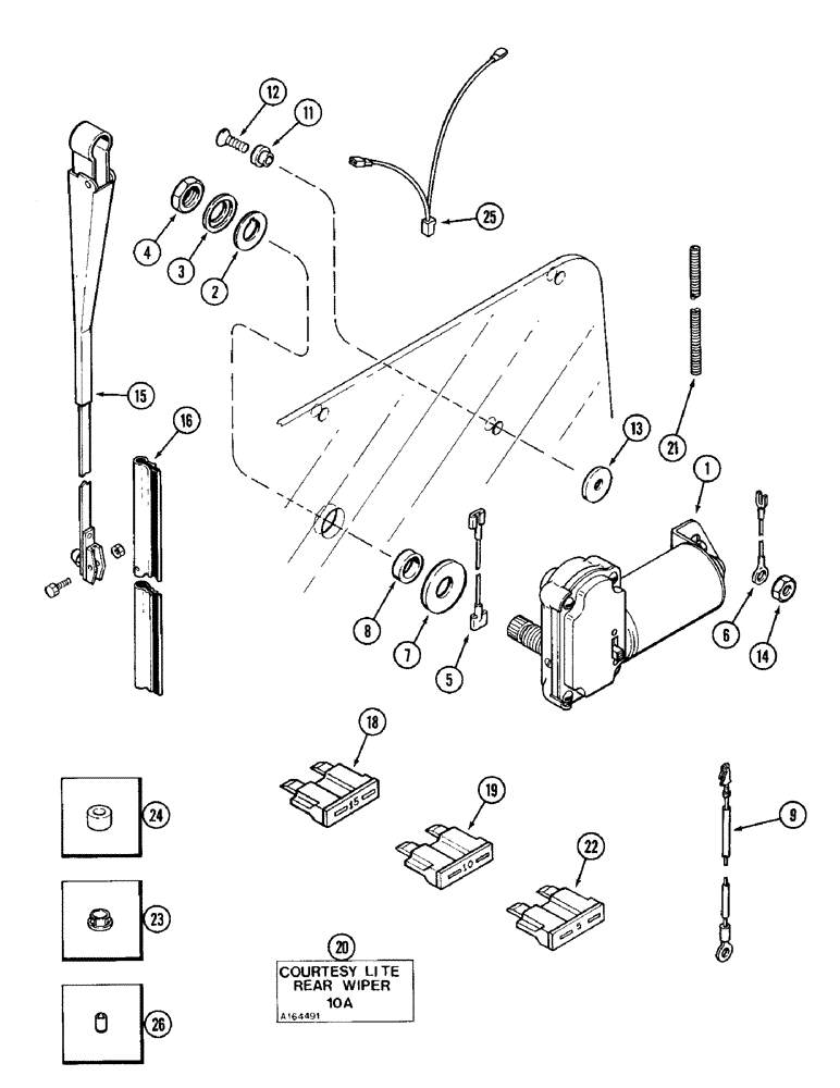 Схема запчастей Case IH 1896 - (9-452) - REAR WINDOW WIPER (09) - CHASSIS/ATTACHMENTS