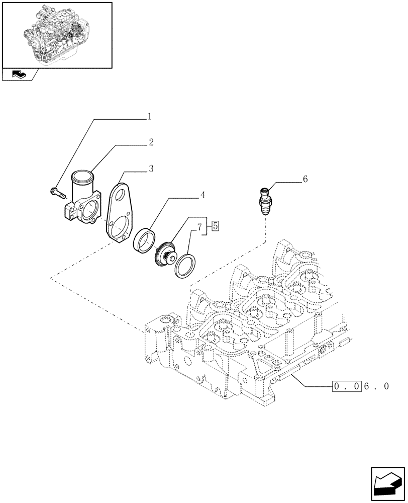 Схема запчастей Case IH F4GE9684B J600 - (0.32.6) - THERMOSTAT - ENGINE COOLING SYSTEM (2853130-2855071-2852156) 