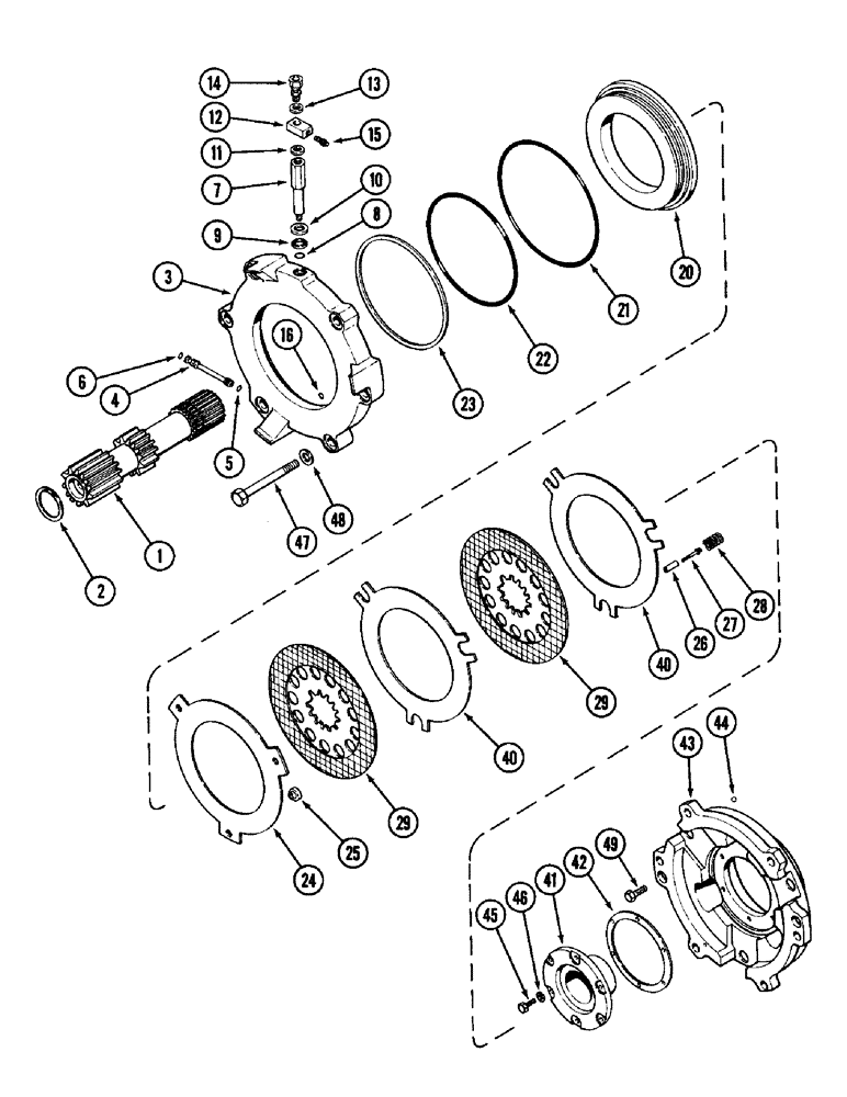 Схема запчастей Case IH 1896 - (6-192) - DIFFERENTIAL ASSEMBLY, SHAFT AND BRAKE, PRIOR TO TRANSMISSION SERIAL NUMBER 16264523 (06) - POWER TRAIN