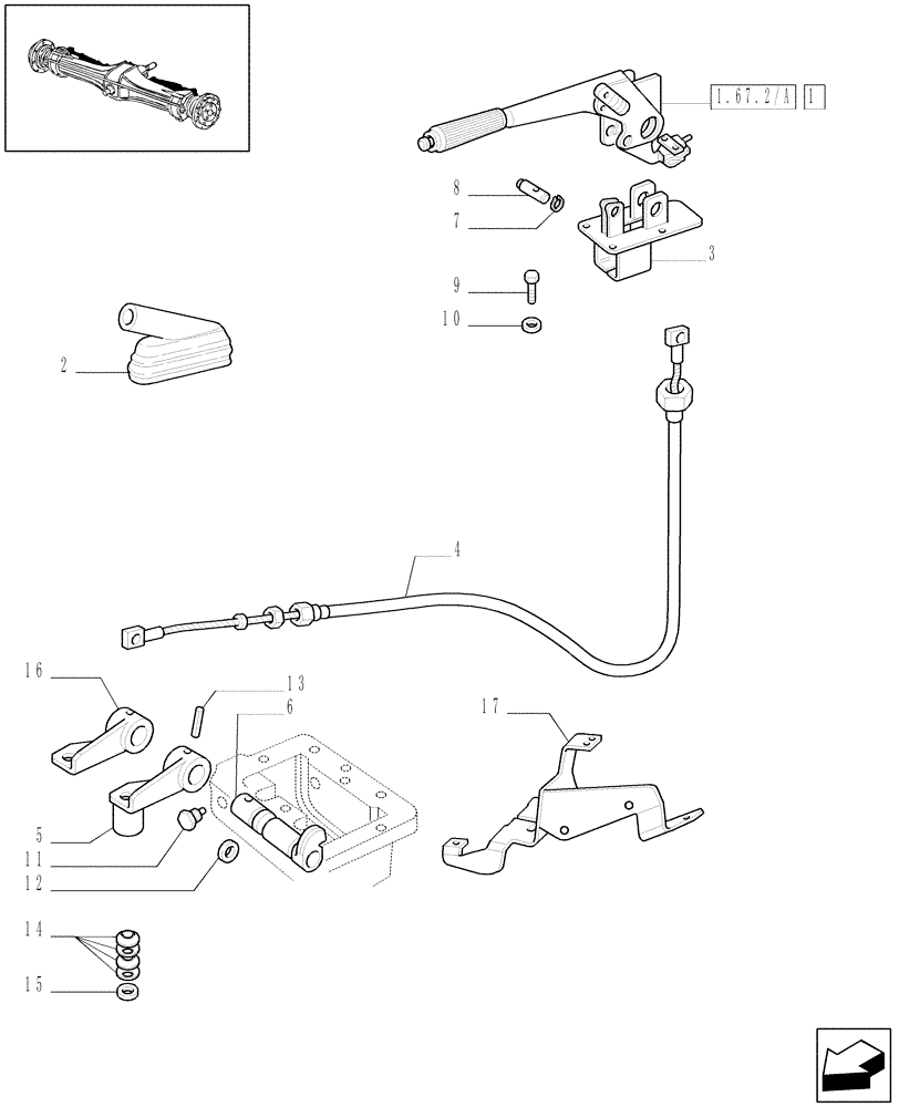 Схема запчастей Case IH JX95 - (1.67.2/01[01]) - (VAR.654) EMERGENCY BRAKE (05) - REAR AXLE