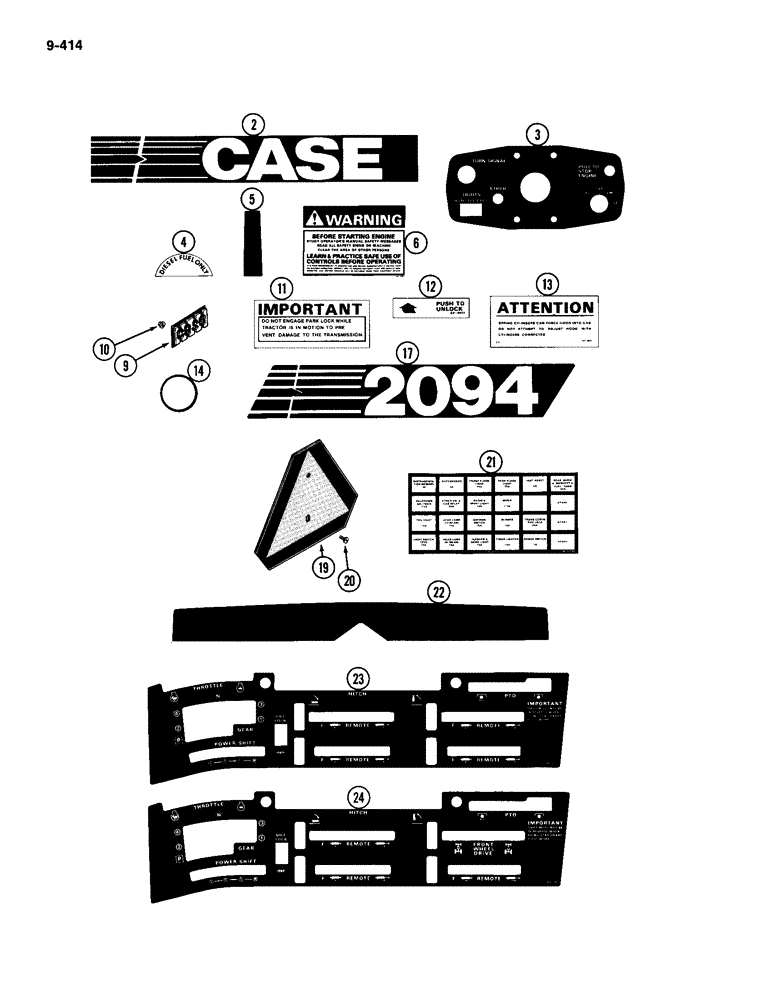 Схема запчастей Case IH 2094 - (9-414) - DECALS, TRACTOR (09) - CHASSIS/ATTACHMENTS