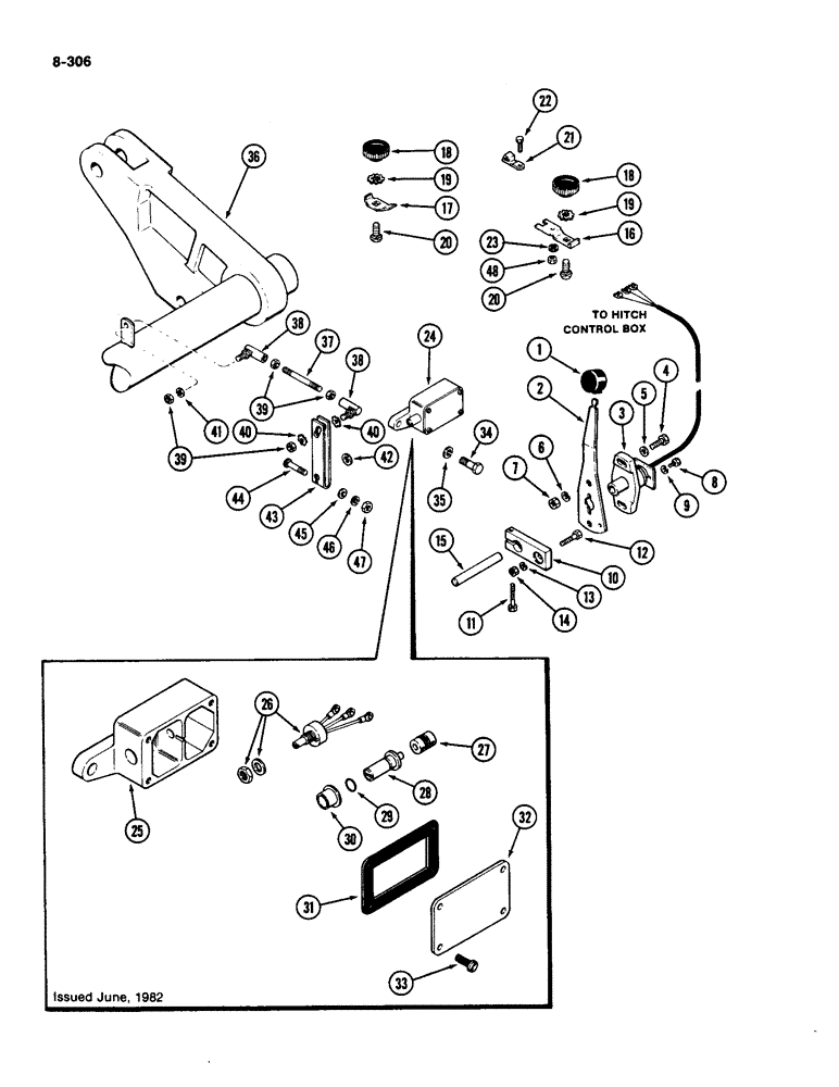 Схема запчастей Case IH 4490 - (8-306) - HITCH DEPTH CONTROLS, P.I.N. 8860450 AND AFTER (08) - HYDRAULICS