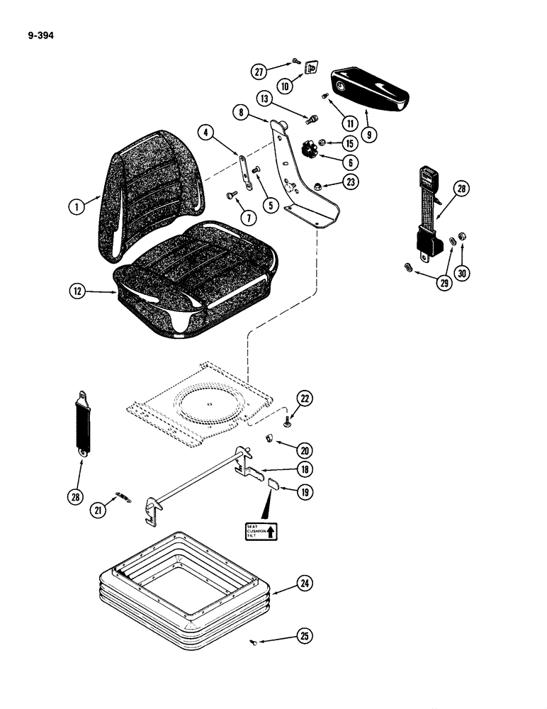 Схема запчастей Case IH 2094 - (9-394) - OPERATOR SEAT, AIR/OIL SUSPENSION (09) - CHASSIS/ATTACHMENTS