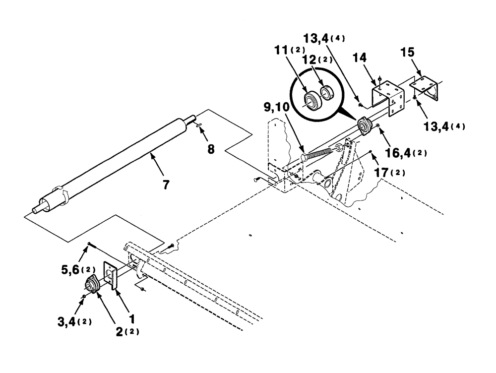 Схема запчастей Case IH 8880 - (2-04) - CONVEYOR ROLLER ASSEMBLY (RIGHT) (58) - ATTACHMENTS/HEADERS