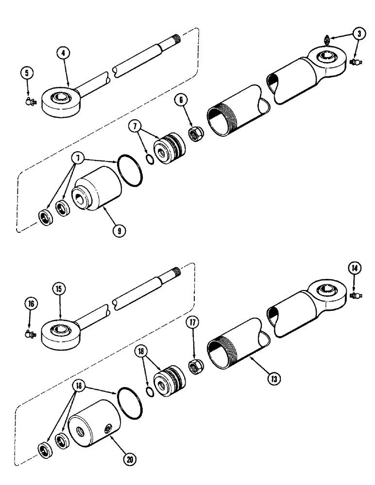 Схема запчастей Case IH 3294 - (5-128) - STEERING CYLINDER, CARRARO AXLE (05) - STEERING