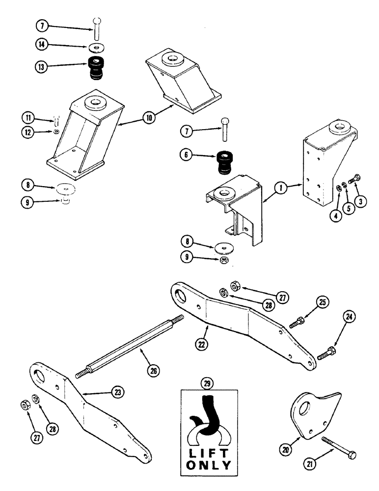 Схема запчастей Case IH 2290 - (9-542) - PLATFORM MOUNTS, WITHOUT CAB (09) - CHASSIS/ATTACHMENTS