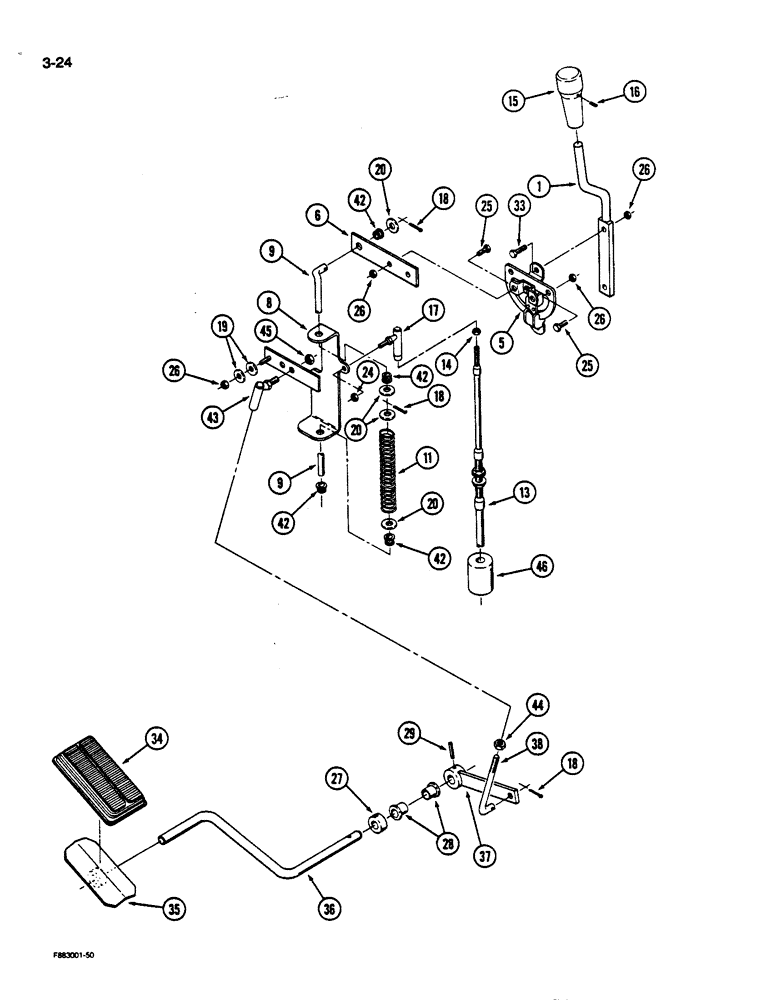 Схема запчастей Case IH 9170 - (3-24) - THROTTLE AND DECELERATOR CONTROLS, CAB (03) - FUEL SYSTEM