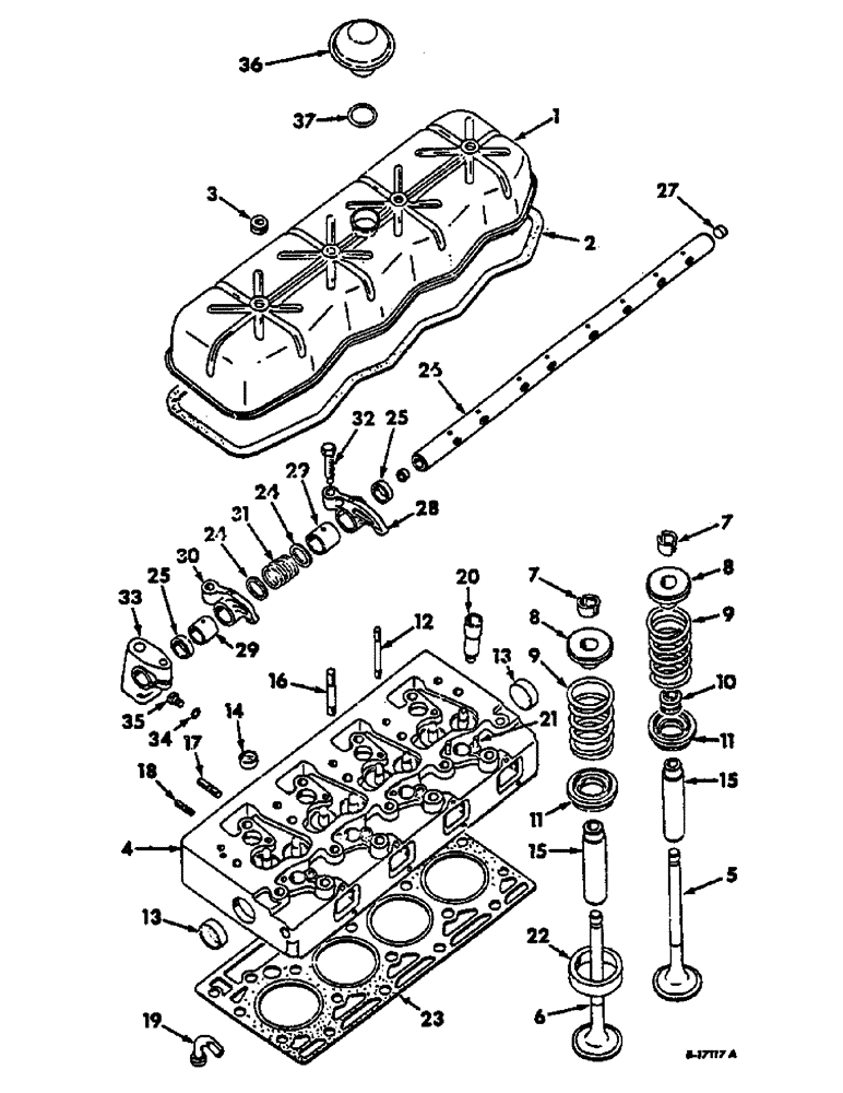 Схема запчастей Case IH 574 - (12-036) - CYLINDER HEAD AND RELATED PARTS Power