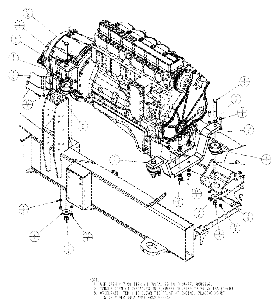 Схема запчастей Case IH TITAN 3020 - (02-003) - ENGINE MOUNTS GROUP (01) - ENGINE