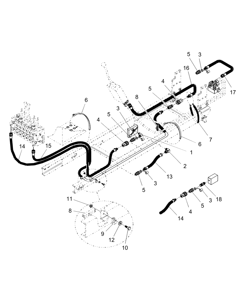 Схема запчастей Case IH BHX1102 - (39) - HOSE KIT 715392006, DX48 AND DX55 TRACTORS 