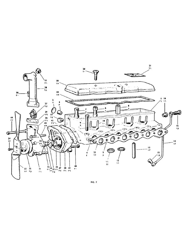 Схема запчастей Case IH 950 - (018) - CYLINDER HEAD AND ROCKER SHAFT, WATER PUMP AND FAN (02) - ENGINE