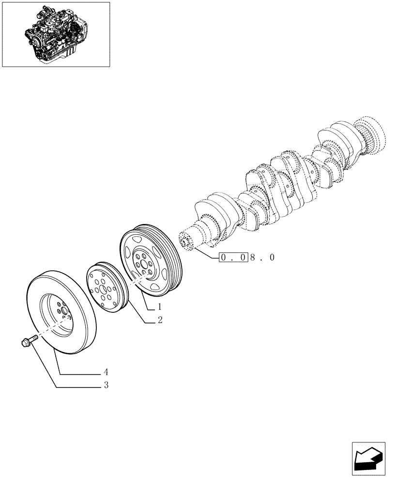 Схема запчастей Case IH F4GE0684C D600 - (0.08.4[01]) - PULLEY - CRANKSHAFT (504062760) 