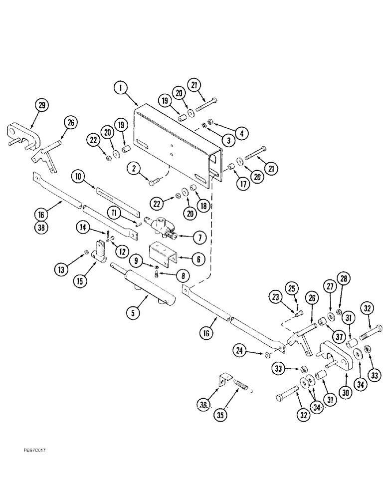 Схема запчастей Case IH 4300 - (9-070) - AUTOMATIC WING TRANSPORT LOCK, LOW TRANSPORT, DOUBLE FOLD, STD TRANSPORT, VERTICAL AND DOUBLE FOLD (09) - CHASSIS/ATTACHMENTS