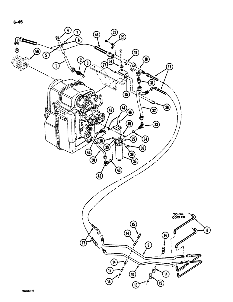 Схема запчастей Case IH 9170 - (6-46) - TRANSMISSION LUBRICATION, TRANSMISSION TO OIL COOLER (06) - POWER TRAIN