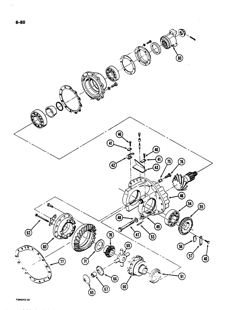 Схема запчастей Case IH 9170 - (6-80) - AXLE ASSEMBLY, DIFFERENTIAL AND CARRIER, K598.60/70 SERIES (CONTD) (06) - POWER TRAIN